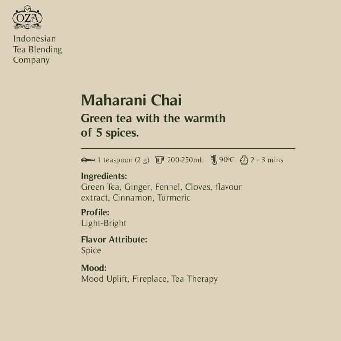 

[[BISA COD]] OZA Tea - Maharani Chai | Green Tea | 40 gram (20 cups) STOK TERBATAS Kode 679