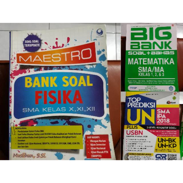 Preloved top un sma ipa, bank soal fisika, big bank soal matematika