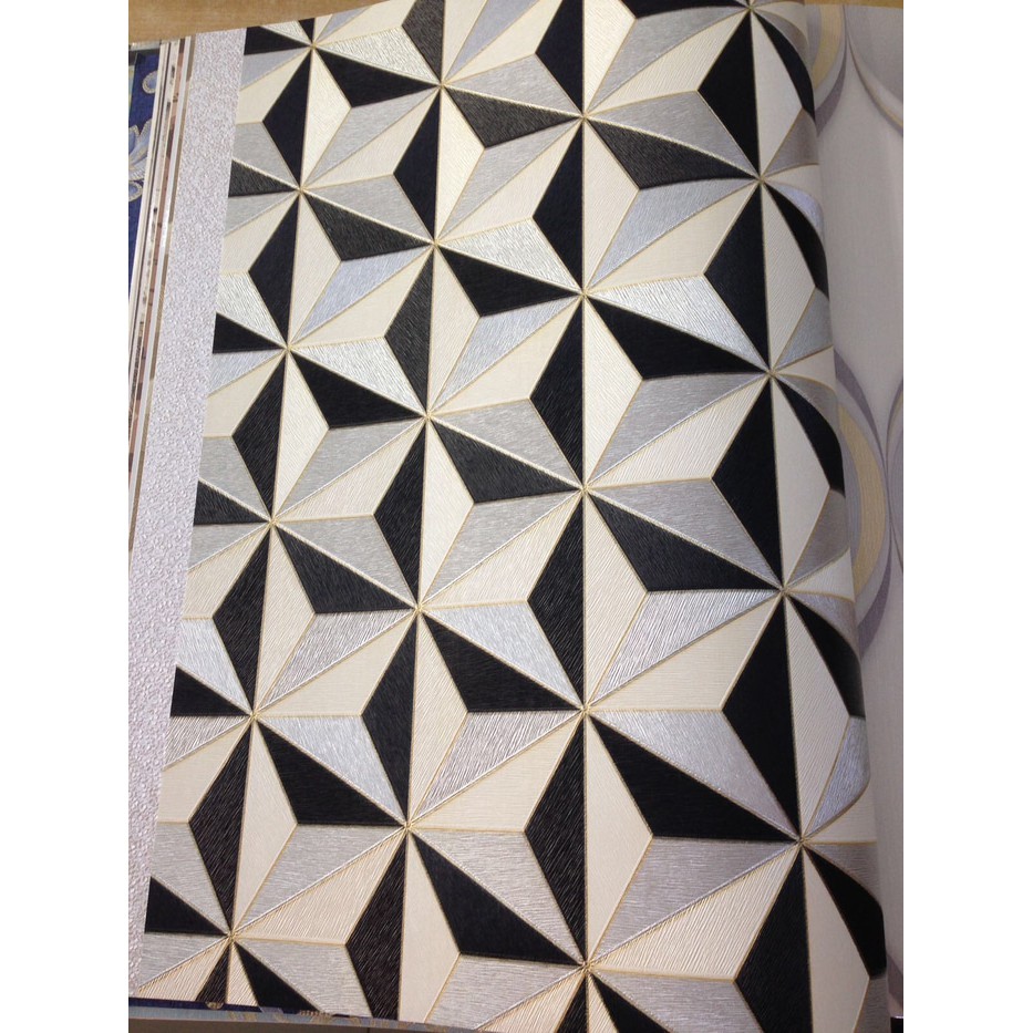 Wallpaper Dinding Modren 3D Gold Kubik