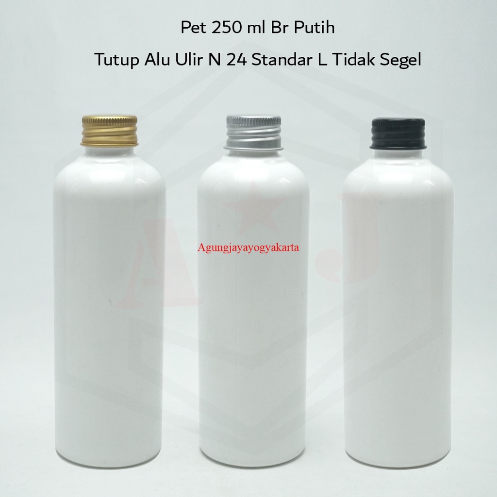 Botol 250 ml Putih Tutup Ulir Alumunium / Botol Br 250 ml Putih Tutup Ulir Alumunium