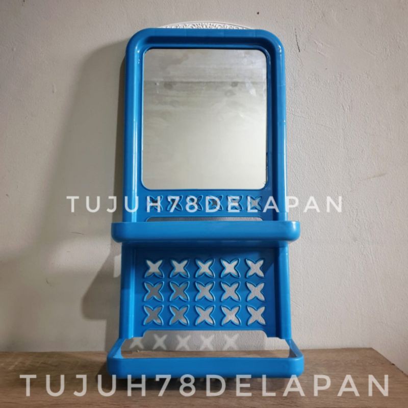Cermin Kaca Serbaguna Kamar Mandi / Rak Shampoo Kaca Serbaguna Kamar Mandi