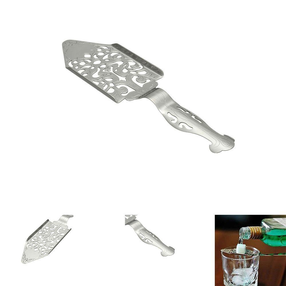 REBUY Absinthe Spoon Silver Ramah Lingkungan Stainless Steel Gelas Cangkir Drink Ware Sendok Dapur Makan Bar Barware Filter