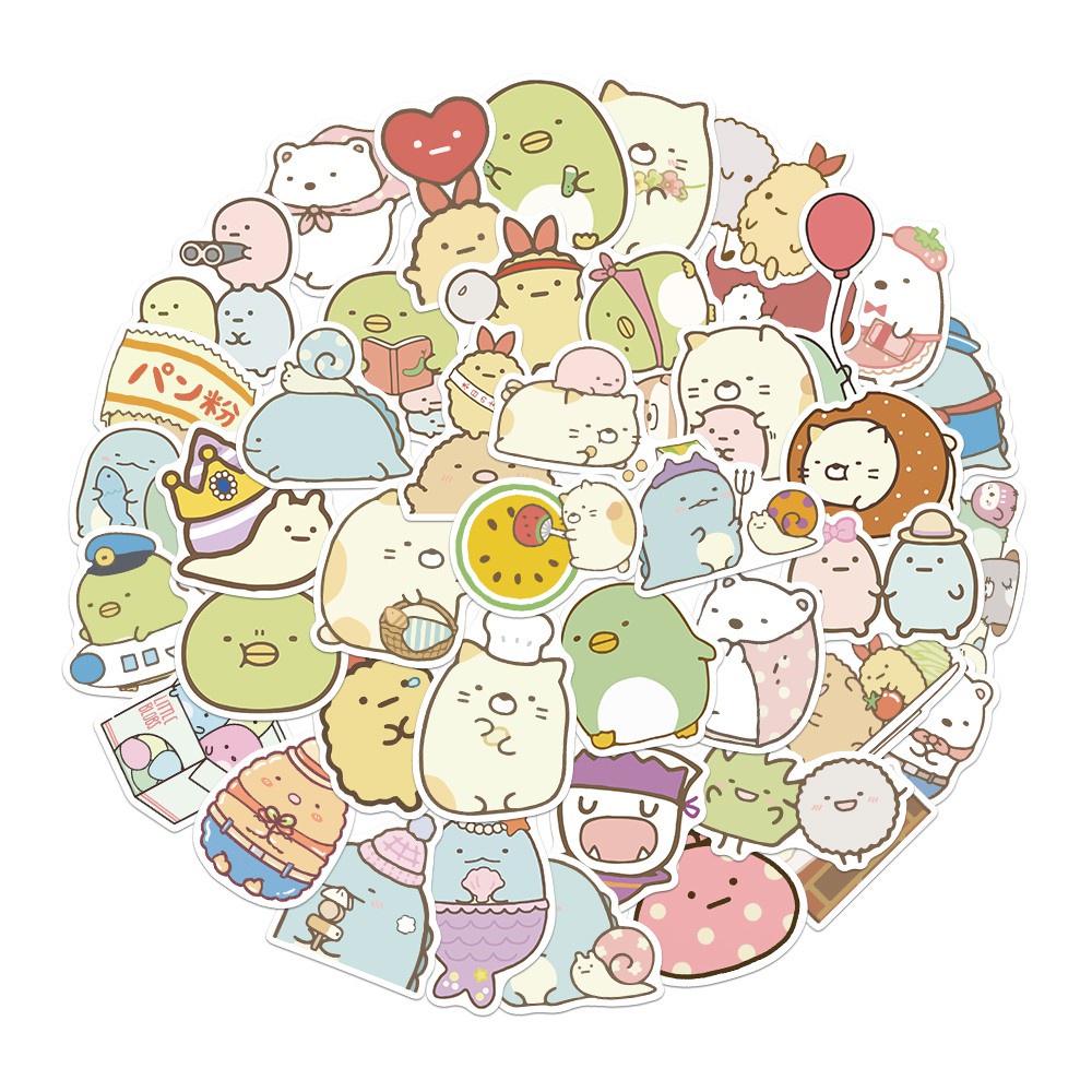 50PCS Sumikkogurashi cartoon image waterproof sticker white bear penguin tonkatsu cute luggage decoration hand account sticker