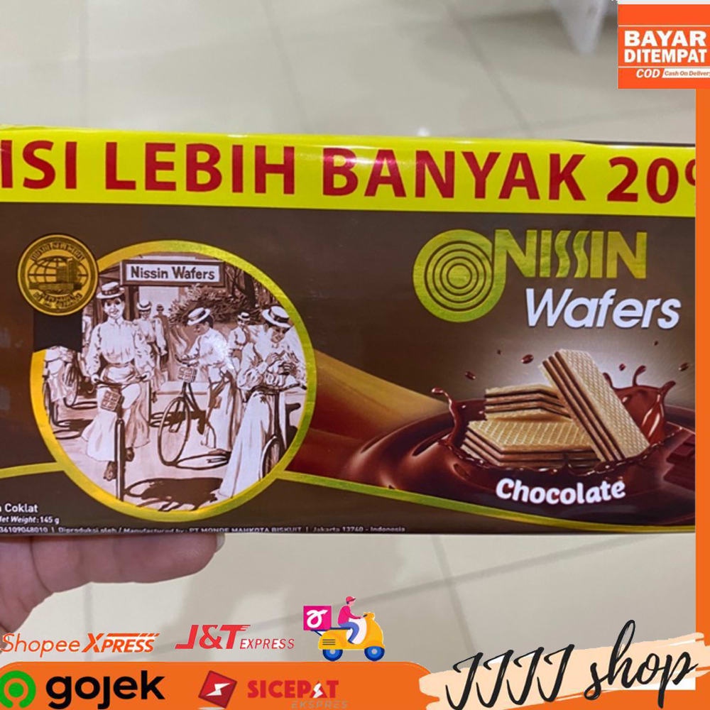 

Nissin Wafers Coklat Strawberry Vanila Keju Snack Cemilan Wafer Kemasan Plastik 145gr