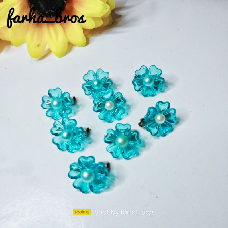 Bros Dagu Kecil Akrilik Bunga melati Bros hijab Bros jilbab Bros bahu Bros mini By Farha-3