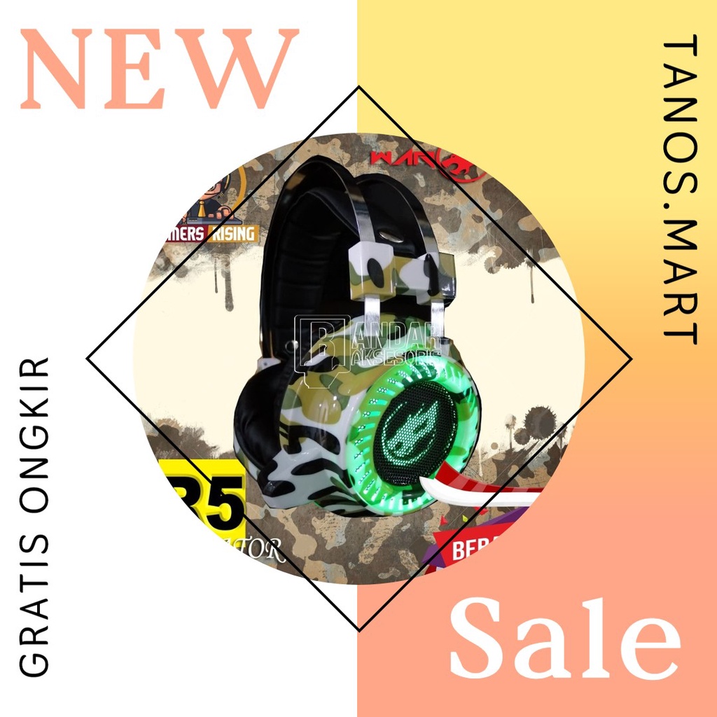 Headphone Gaming WARWOLF R5 PREDATOR LED Gaming Headset Gaming Headphone Game Headset Mic Headset Ga