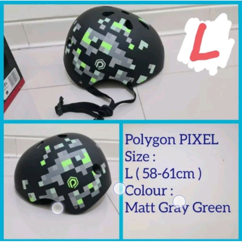 Helm Polygon PIXEL Size L Matt Grey Green Helmet  bike model batok