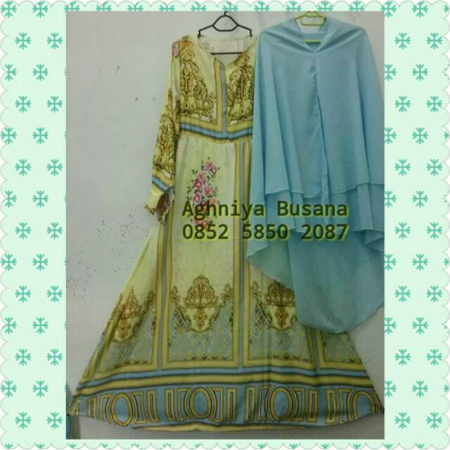 Gamis Syari Maxmara Lux Berfuring Khimar Ceruty 2 Layer
