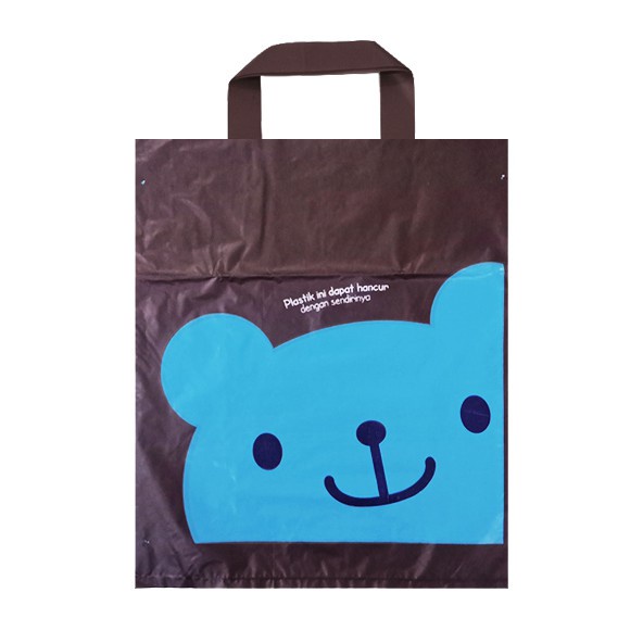 Kantong Plastik Soft Handle Softhandle Shopping Bag Motif Teddy Bear 30x32 isi 40lmb/plastik packing handle teddy bear/softhandle teddy bear murah/soft handle teddy bear hitam/shopping bag teddy bear/kantong plastik motif/plastik teddy bear hitam