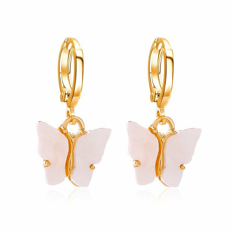 Anting Hoop Juntai Bentuk Kupu-Kupu Bahan Akrilik Untuk Wanita