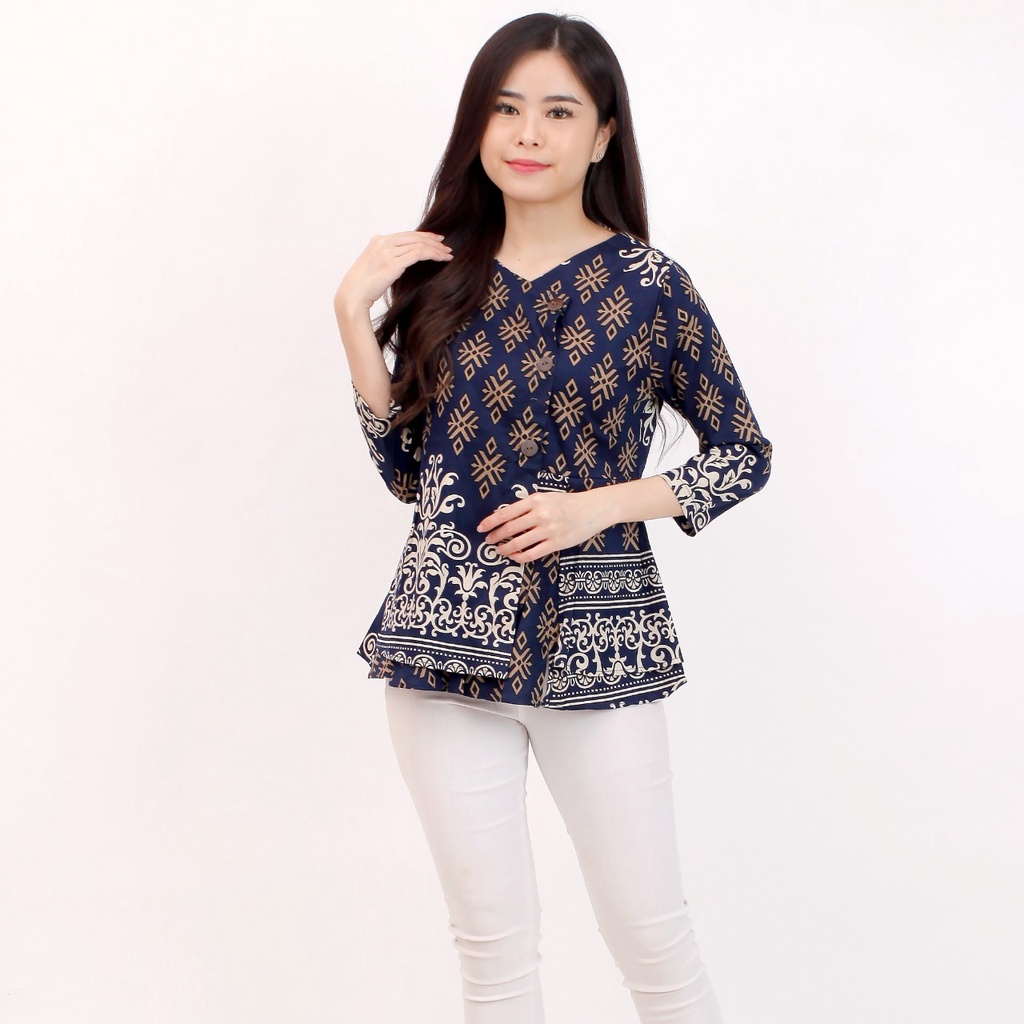 Batik wanita - Atasan blouse batik wanita fashion 184 SG-NAVY D