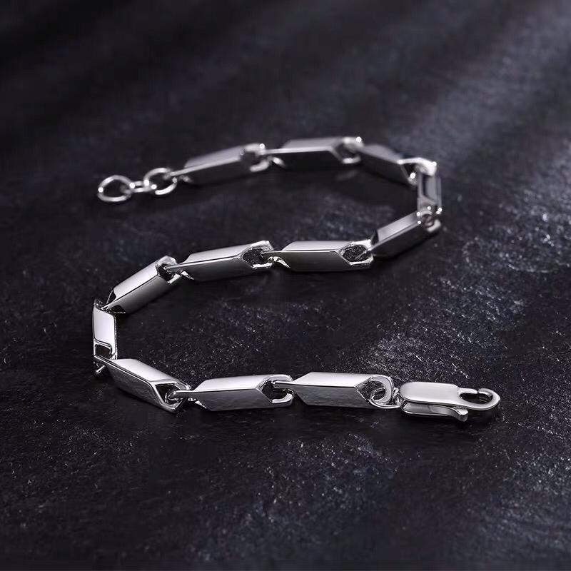 GELANG PRIA DAN WANITA PADI SILVER SIMPLE TITANIUM 316L