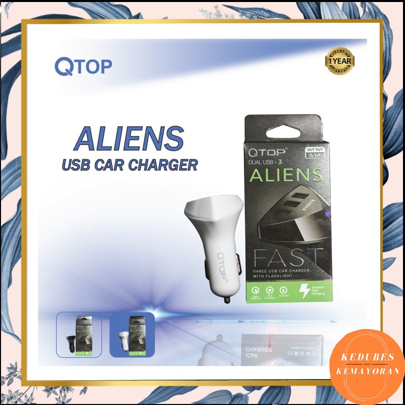 Qtop Saver Adaptor Mobil Aliens 3USB [kk]