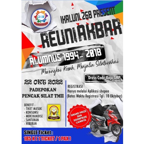 SINGLE TICKET - "TICKET REUNI AKBAR SMPN 268 JAKARTA TIMUR"