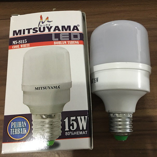 Bohlam Tabung LED 15W Terang Besar Cahaya Putih Merata Mitsuyama MS8115