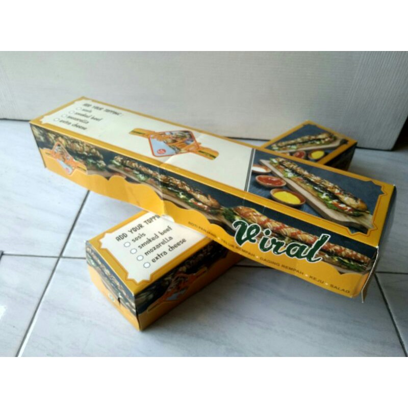 Dus Roti John 40cm Kotak Roti Panjang Viral | Pembungkus John