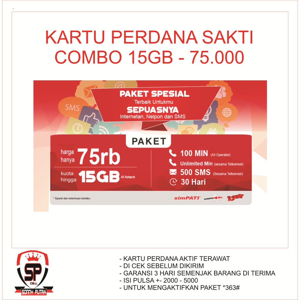 Perdana telkomsel Sakti combo 15GB