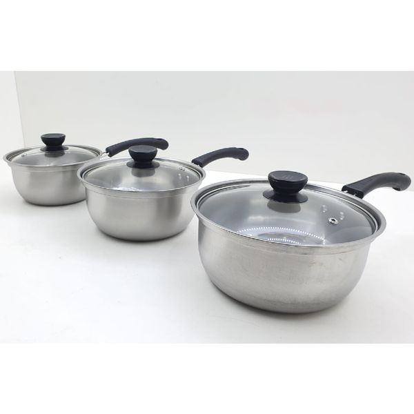 Panci Susu UGO 3pc Tutup Kaca / Panci SeT / Panci Gagang