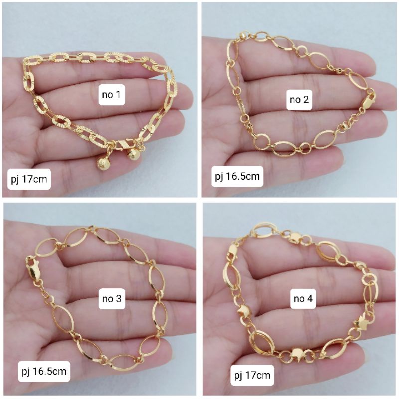 gelang tangan wanita dewasa perak925 lapis kuning no 1 - 15 Gelang gold