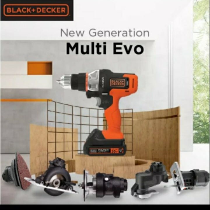 Bor Cordless multifungsi Black+Decker Multi Evo6 Heads Kit EVO185K6-B1
