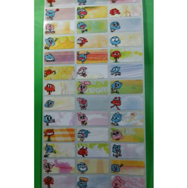 

GUMBAL Stiker label nama waterproof anti air murah