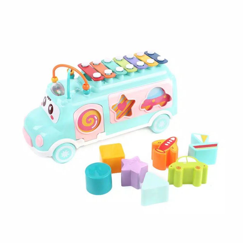 Mainan musik bus xylophone
