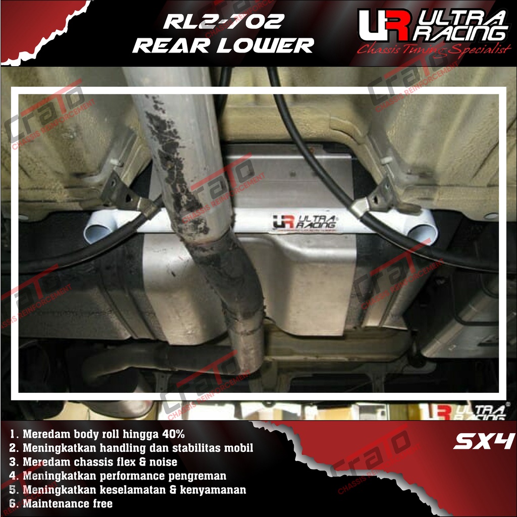 Aksesoris Stabiliser ULTRA RACING Safety Bar - Rear Lower Bar 2 Points - Suzuki SX4 - RL2-702 - Orig