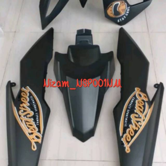 Cover Body set Spakbor +tameng depan +body belakang Beat Street Eco 2018-2019 hitam dof