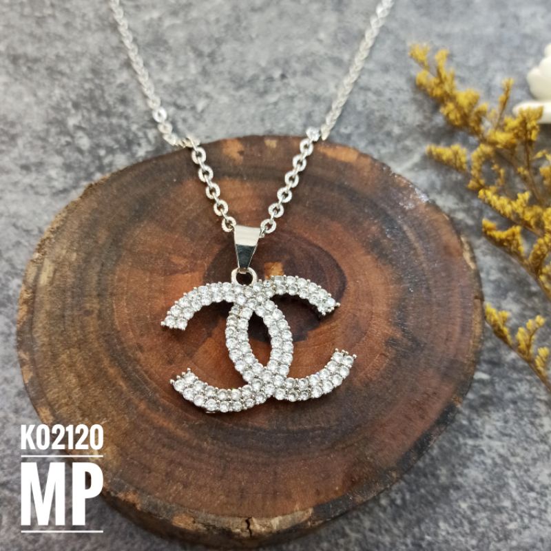 Kalung Rhodium Mewah Full Zircon Silver K02120