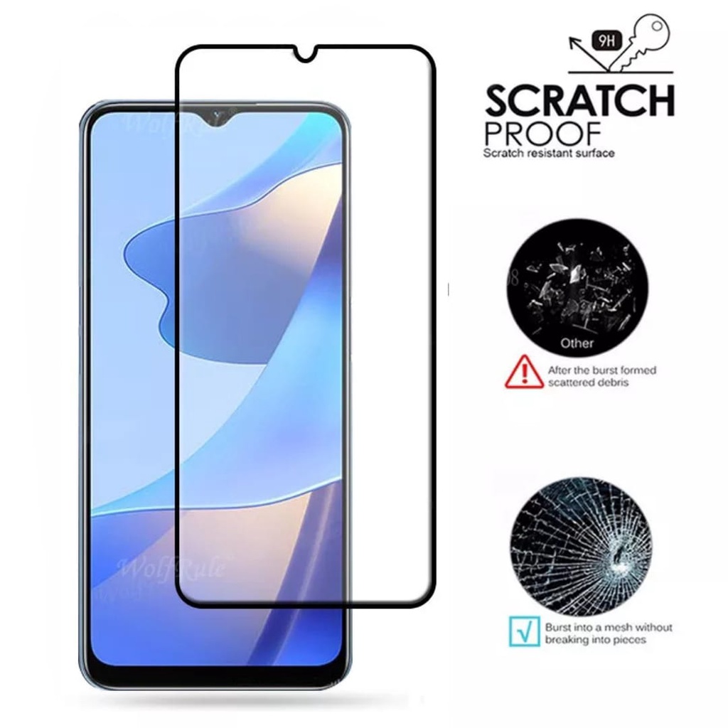 Tempered Glass Full Layar Oppo A16 Screen Guard Protector Antigores List warna TG