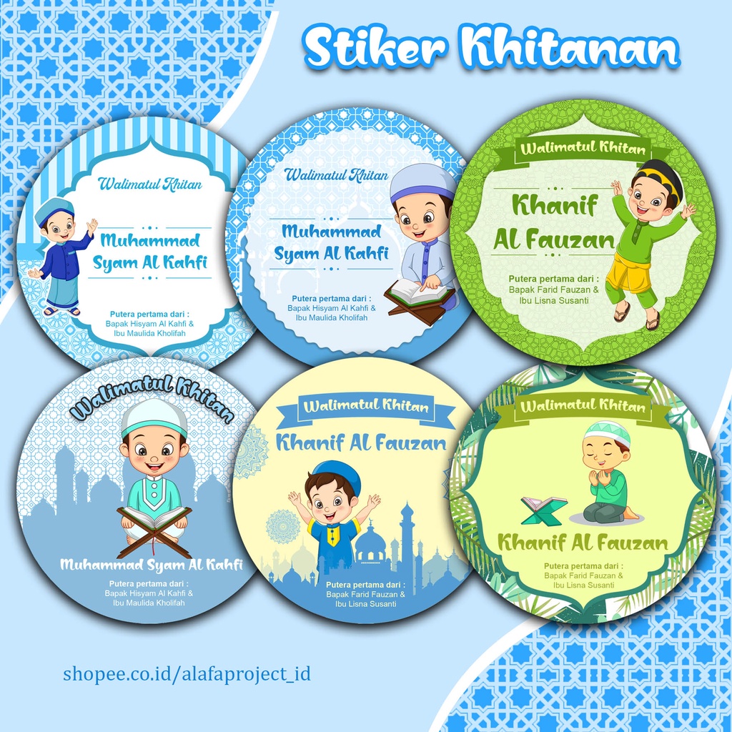 

AlafaProject 01-06 Stiker Khitanan Stiker Bulat Stiker Hampers Stiker Bento Stiker Tumpeng Mini Sunatan Anak
