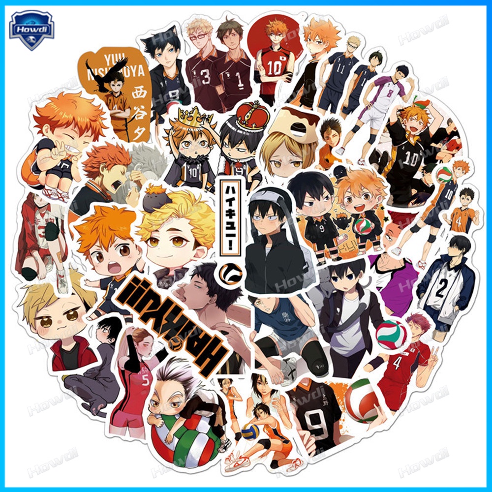 Haikyuu!! Kaos T-Shirt Lengan Pendek Motif Print Untuk Wanita Stiker Motif Anime Tahan Air Untuk Helm Motor