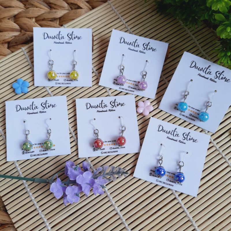 HANDMADE ANTING ANAK/DEWASA KAITAN PLASTIK MOTIF MUTIARA MINI