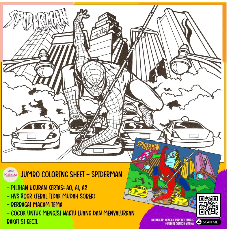 

Poster Mewarnai Jumbo Spiderman dan tema lainnya - Melatih motorik halus anak - Jumbo Coloring Sheet