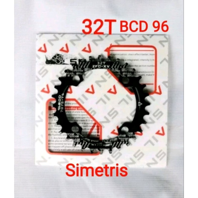 Snail Chainring 32T BCD 96 Simetris Chain ring Crank Arm Sepeda Hitam