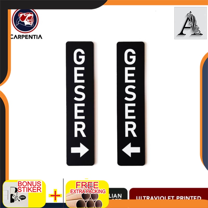 

Promo Sign GESER (1 Set Kiri-Kanan)/ Label Akrilik 45x20 cm/A - Hitam Matte