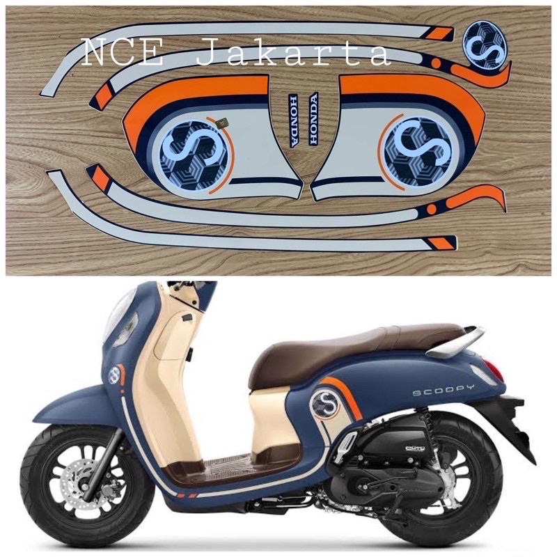 STIKER STRIPING MOTOR SCOOPY FI 2020 BIRU DOF FASHION BLUE