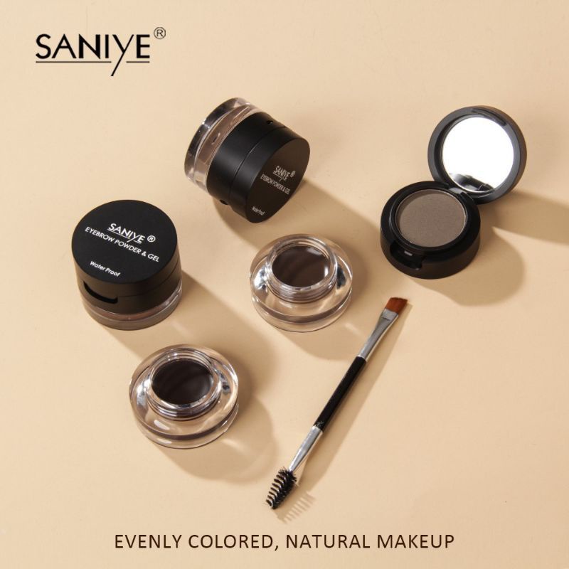 SANIYE 4 in 1 Eyebrow Cream / Eyebrow Powder Double Layer with Brush BPOM