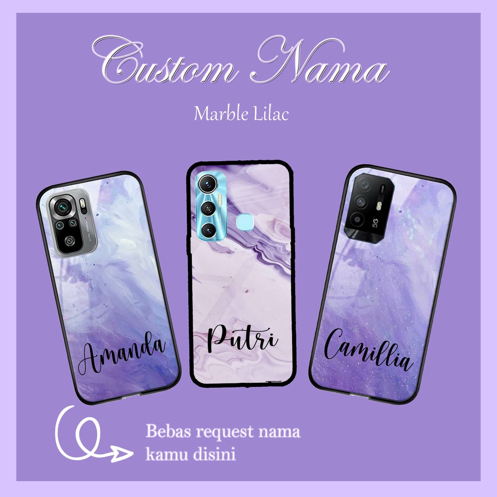 [CNL] Case Kilau Custom Nama For All Tipe Handphone Vivo Realme Oppo Xiomi Samsung Iphone Infinix - 
