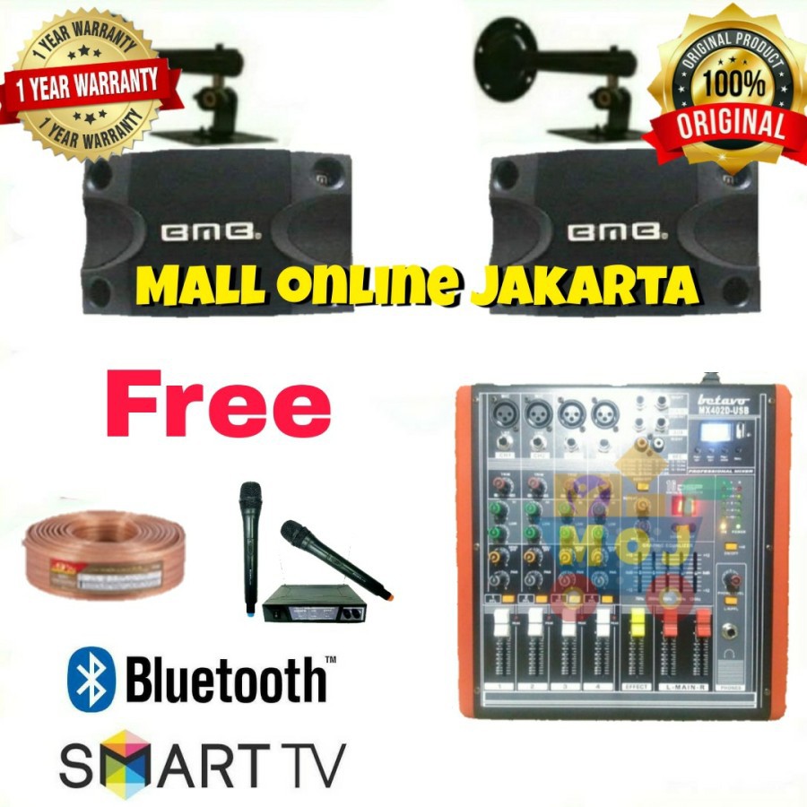 Paket karaoke BMB 10 inch power mixer betavo bluetooth sound system