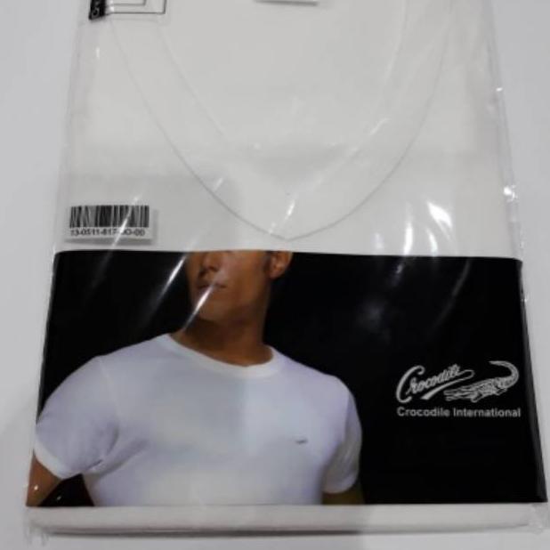 Oblong Pria Crocodile V Neck Putih