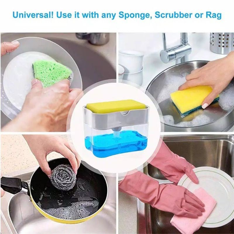 Dispenser Sabun Cair Cuci Piring Tempat Spons dan Soap Pump