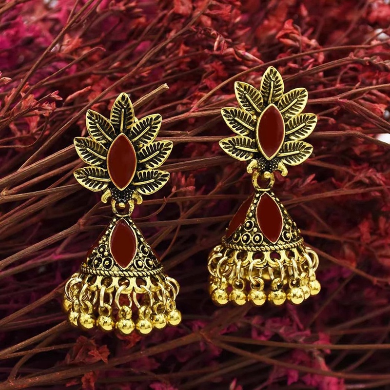 Anting Tusuk Gantung Bahan Metal Warna Gold Desain Bunga Gaya Vintageindiangipsibohoetnik Untuk Wanita