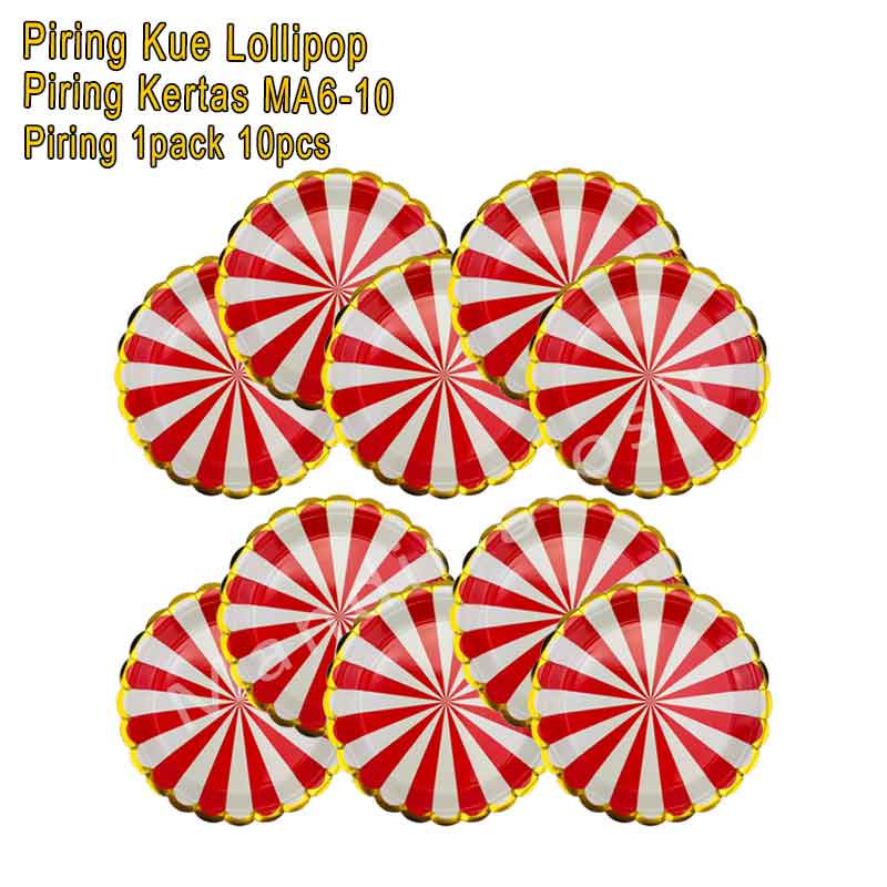 Piring Motif Lolipop *Piring Kue * Piring Kertas MA6-10 * 1pack 10pcs