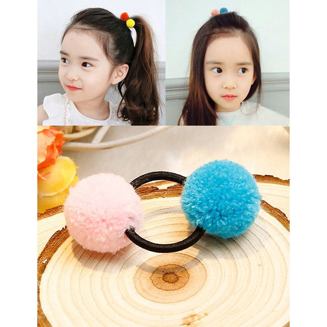 LRC Ikat Rambut Lovely  Fuzzy Balls Decorated Hair Band