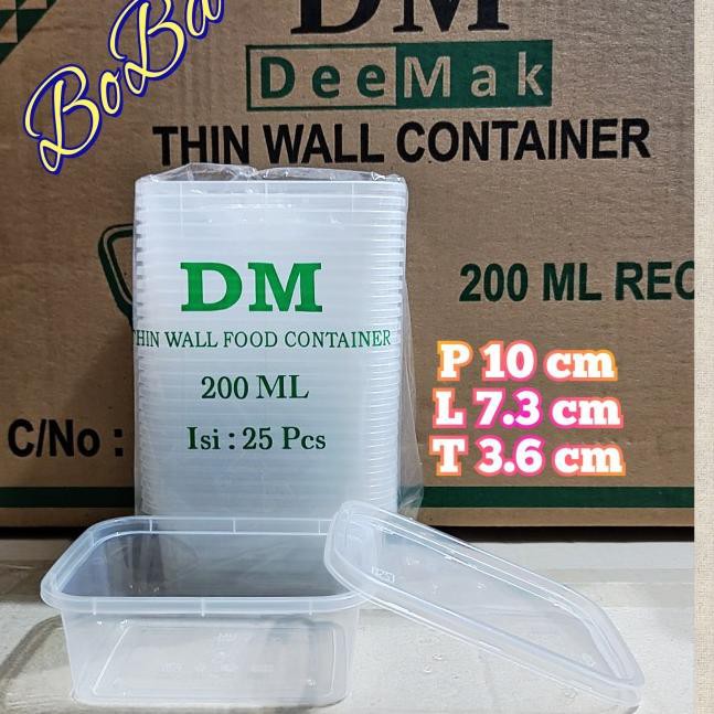 YLK 1 Dus Thinwall DM 200ML Container kotak Persegi .