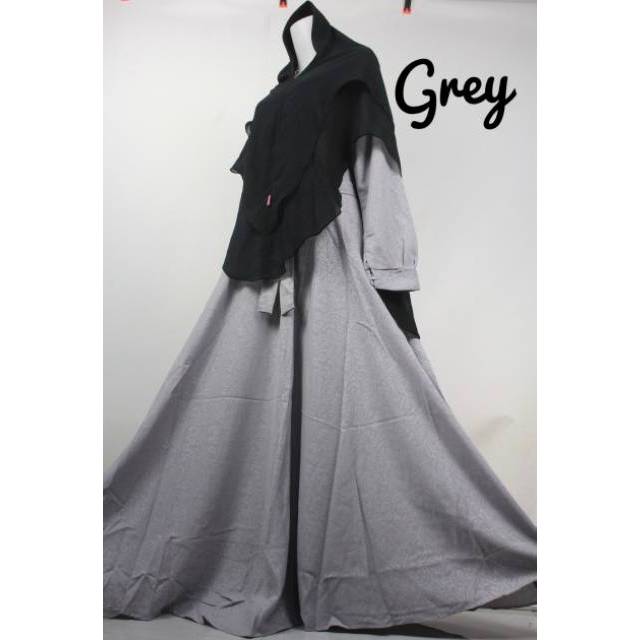 Gamis WOLFIS EMBOS MELLY set khimar ceruty 2 layer ovale