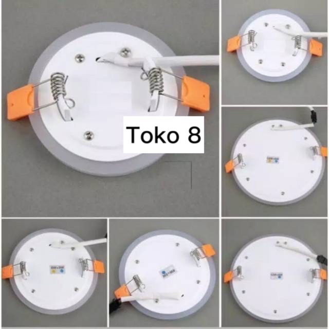 DOWNLIGHT LED PANEL 2 WARNA 3+3 WATT BULAT DAN KOTAK TENGAH PUTIH SAMPING BIRU DAN PUTIH WW JUGA ADA