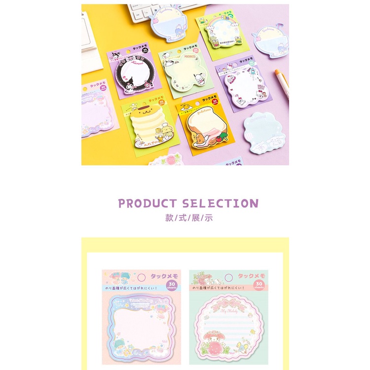 STICKY NOTES MEMO STIKER KUROMI MELODY HELLO KITTY GUDETAMA TWIN STARS CINNAMOROLL TUXEDOSAM KEROPPI POMPOMPURIN NOTE KERTAS STICKER TEMPELAN BUKU