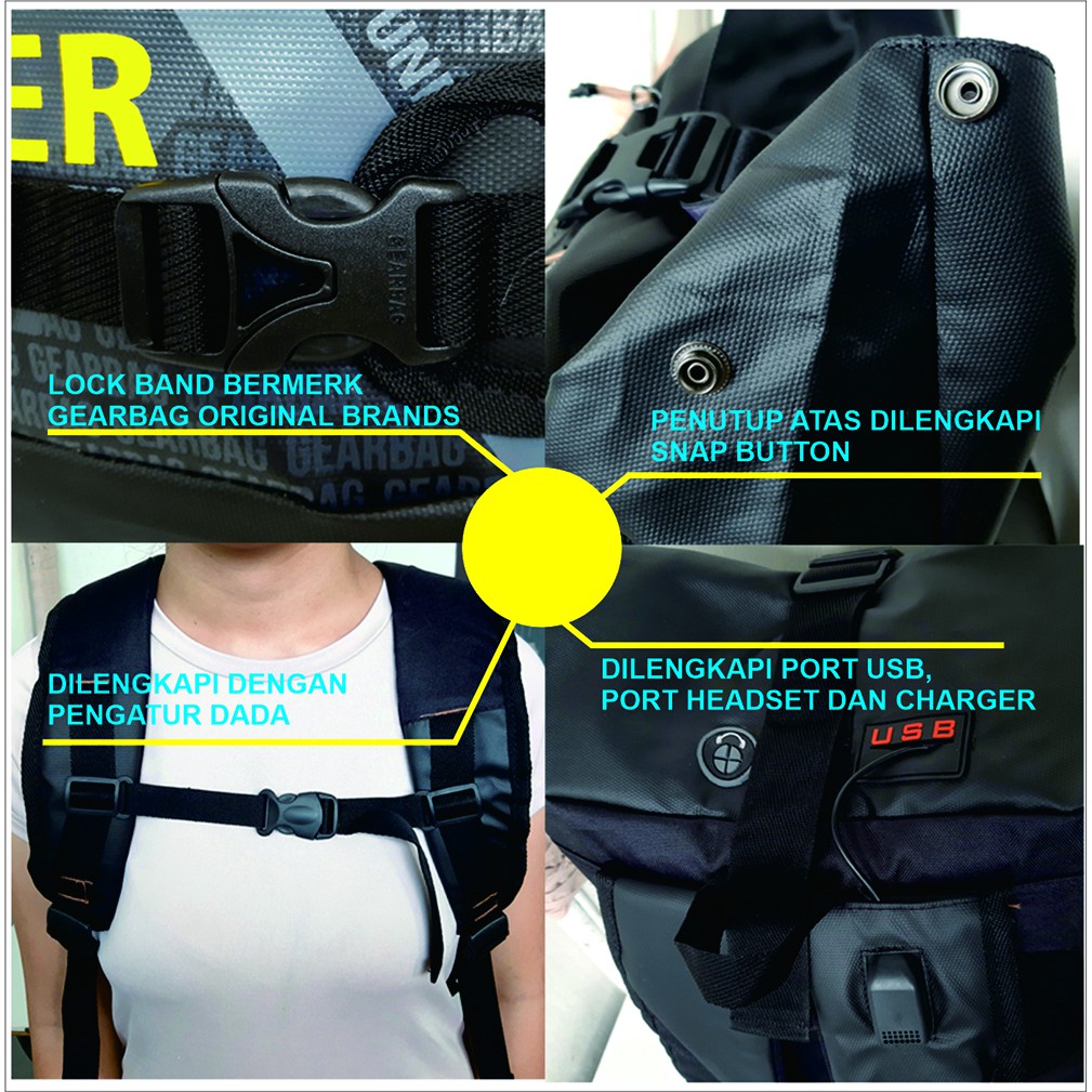 Tas Ransel Pria Anti Air 40 LITER Tas Punggung Cowok Waterproof Backpack Outdoor Tas Gendong Laki laki Tutup Gulung Gearbag Under